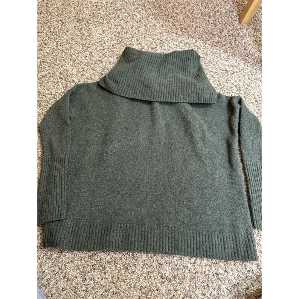 French Connection Womens Rib Hem Turtleneck Fitted Sweater Green Size‎ M